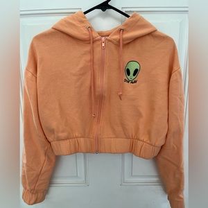 Stay Away Cropped Zip Up